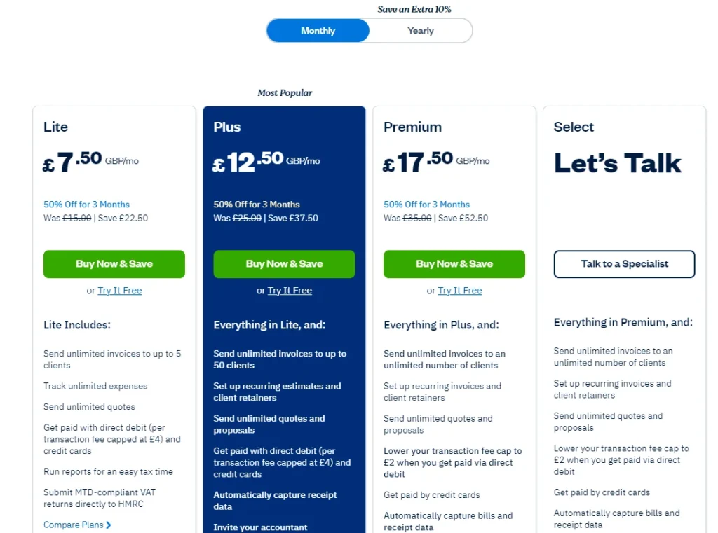 FreshBooks Pricing